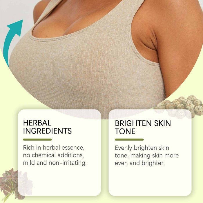 Crème hydratante pour la poitrine à base de plantes, soin nourrissant pour la peau du buste, texture riche et apaisante.