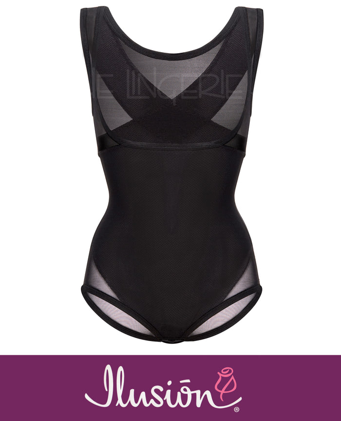 Illusion EI7193 Back Support Wear-Your-Own-Bra Shaper Bodysuit Black