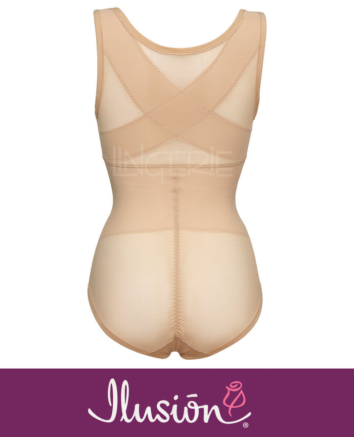 Nude back-support shapewear bodysuit with wear-your-own-bra style cups