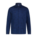 Indigo Denim Floral Jacquard Long Sleeve Shirt
