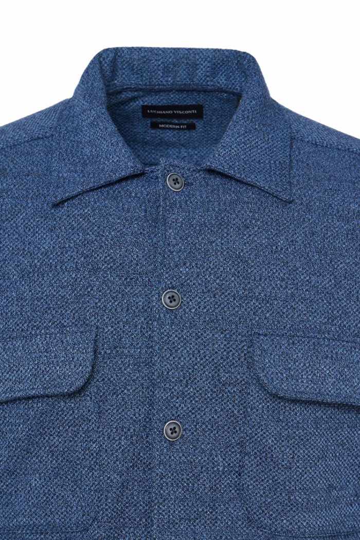 Indigo Dobby Double-Faced Knit Shirt Jacket