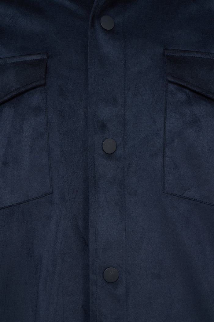 Indigo Faux Suede Shirt Jacket