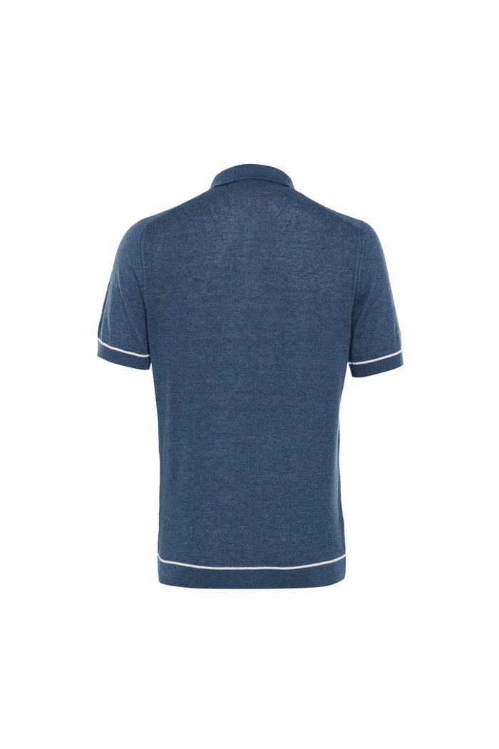 Indigo Prato Knit Quarter Zip Polo