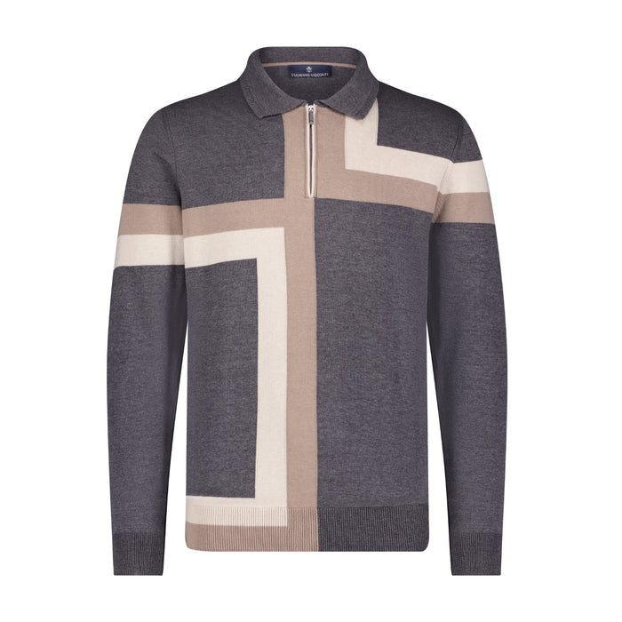 Intersia Zip Polo