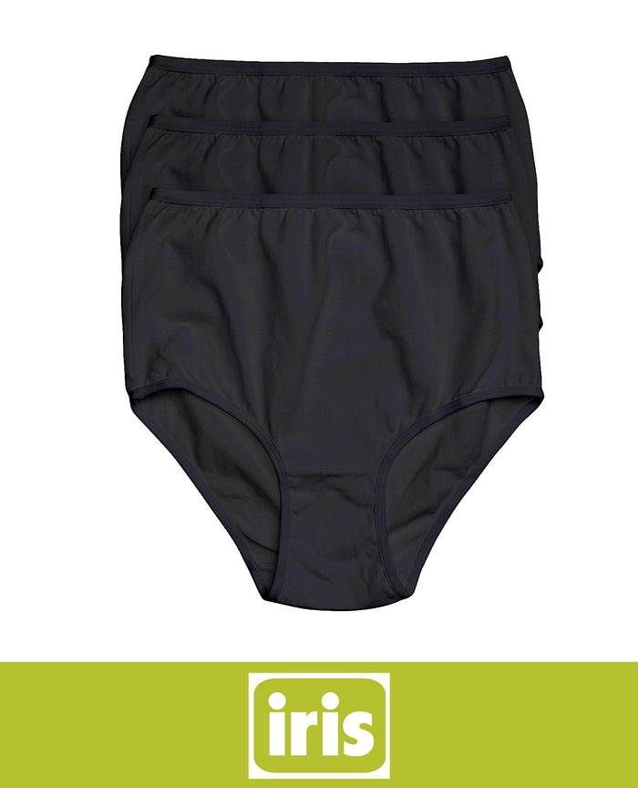 Iris 3-Pack Ultra Comfort Cotton Brief Panties Black