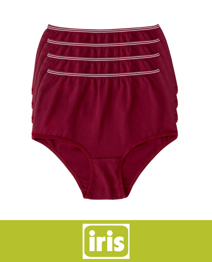 Iris Sport 4-Pack Ultra Comfort Cotton and Spandex Panty Briefs Wine