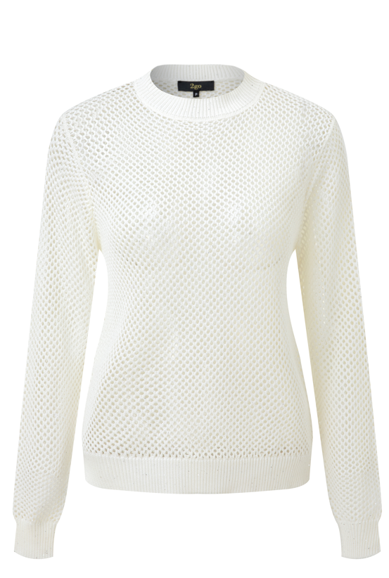 Ivory Mesh Knit Sweater