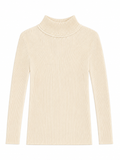 Ivory ribbed mock turtleneck sweater for toddlers, kids and preteens.