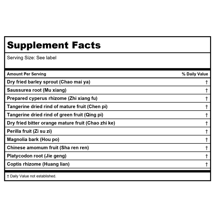 Kan Herb Chinese Modular Solutions Disperse Qi 4 Ounce - Supplement Facts panel