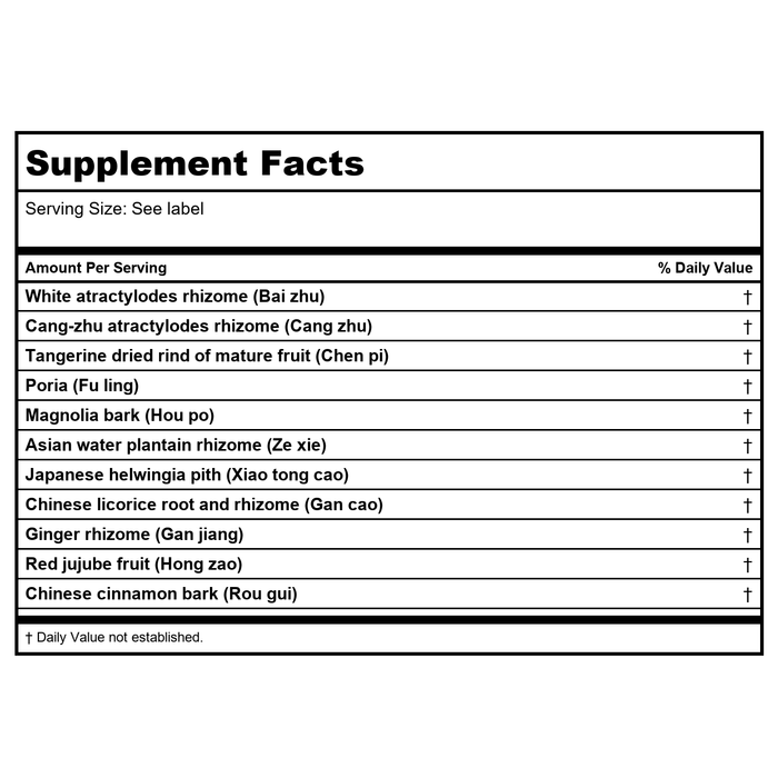 Kan Herb Essentials Spleen Support Formula 60 Tablets - Supplement Facts panel