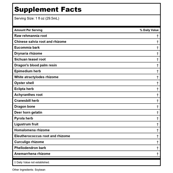 Kan Herbs Sage Solutions Marrow Matters 2oz - Supplement Facts panel
