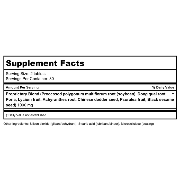 Kan Herbs Traditionals Silken Tresses 60 Tablets - Supplement Facts panel