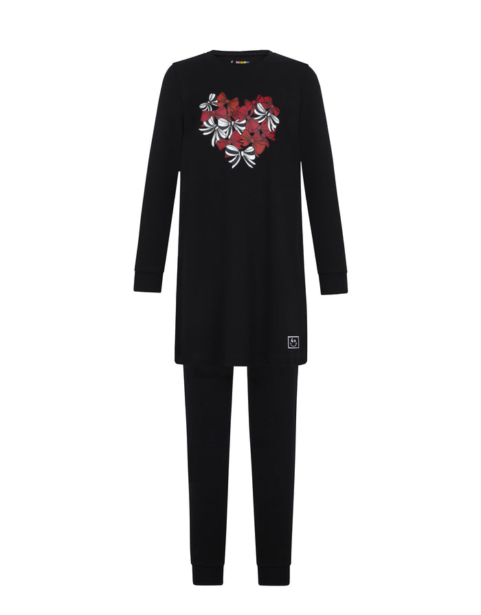 Kids and Teen Pima Cotton Bow Heart Tunic Set