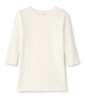 Kids ivory ribbed crew neck 3/4 sleeve cotton tee