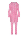 Kids pink leopard-print pajama set: long-sleeve tunic top and matching long pants