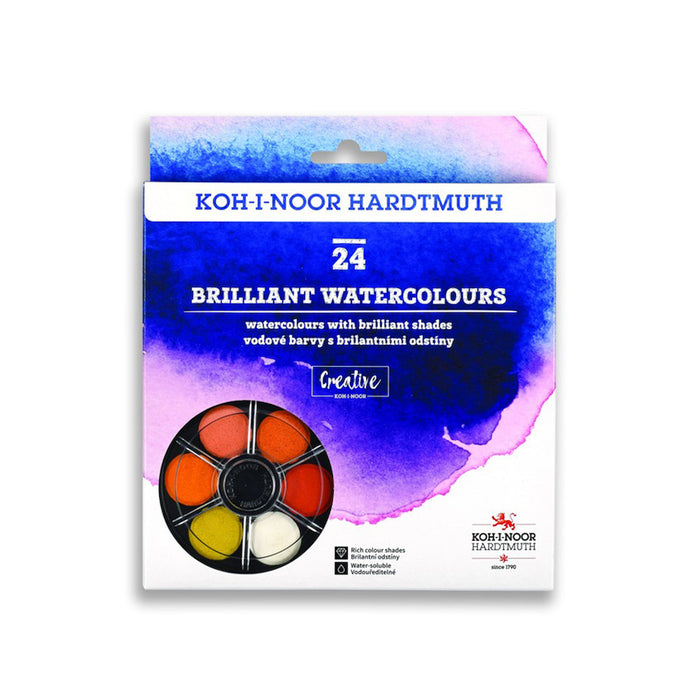 Koh-I-Noor Brilliant Round Water Colours Set of 24 by Koh-I-Noor at Cult Pens