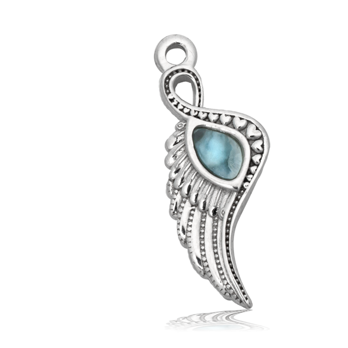 Larimar Charm Collection: Blue Agate Stone Bracelet with Larimar Angel Blessings Sterling Silver Charm