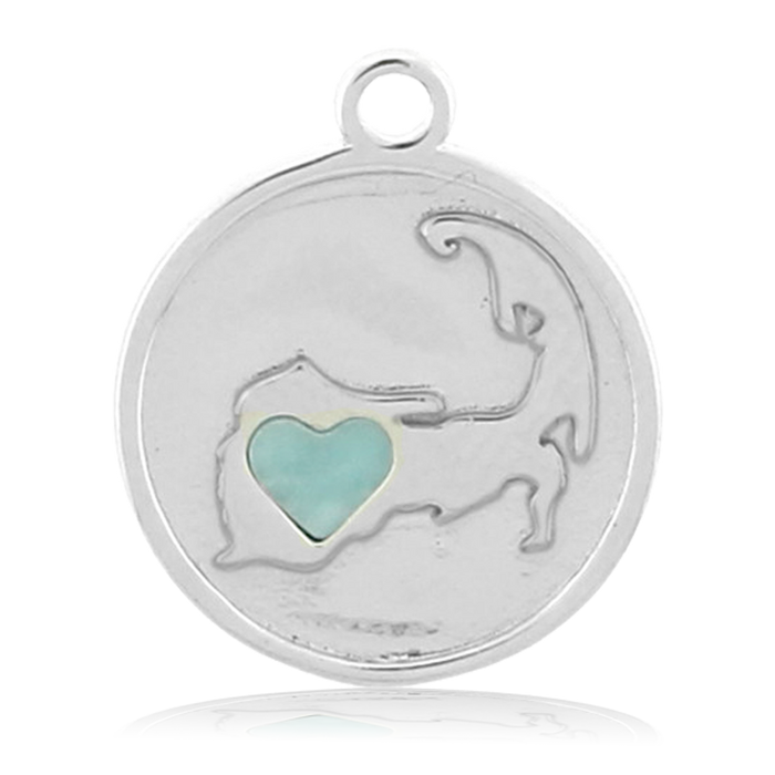 Larimar Charm Collection: Blue Aquamarine Gemstone Bracelet with Larimar Cape Cod Sterling Silver Charm