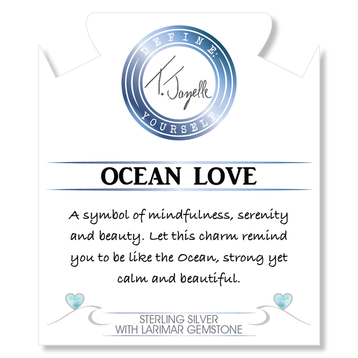 Larimar Charm Collection: Moonstone Stone Bracelet with Larimar Ocean Love Sterling Silver Charm