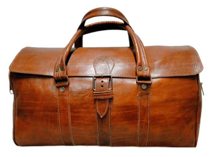 Leather Weekender Duffle Bag - Anfa - Tan