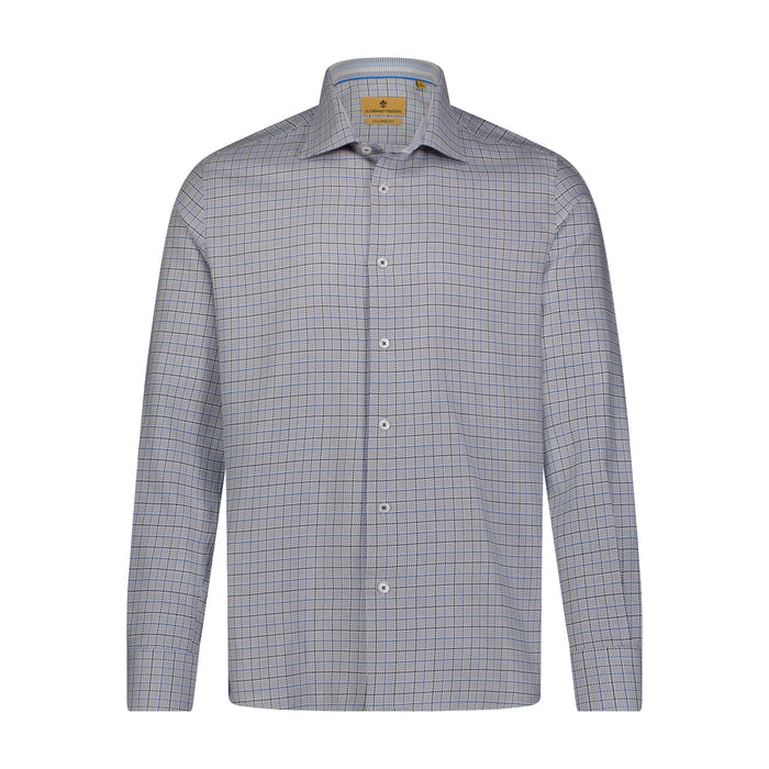 Leo Grey Navy Woven Plaid Long Sleeve Shirt