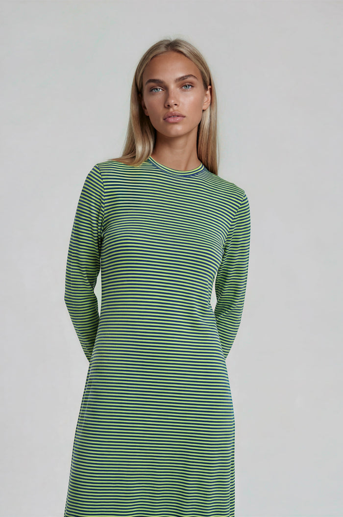 Lime Stripe Ribbed  Nightgown
