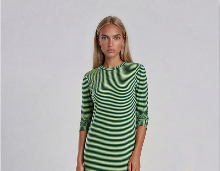 Lime Stripe Ribbed  Nightgown