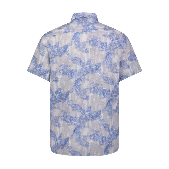 Lite Grey and Blue Paisley Short Sleeve Shirt