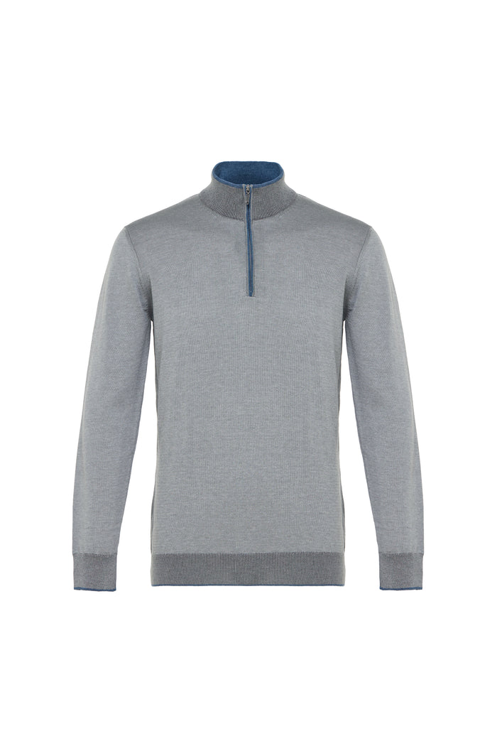 Lite Grey Banded Quarter Zip