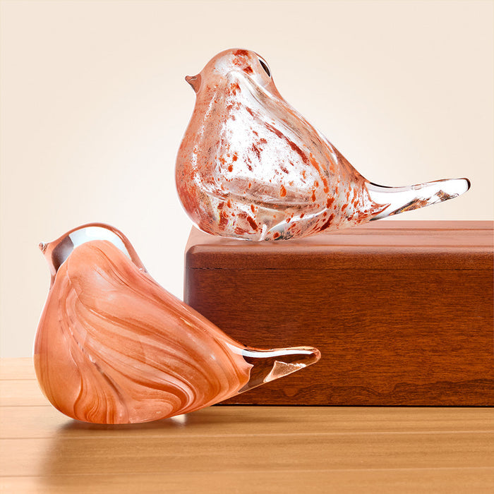 Little Finches Glass Bird Figurine