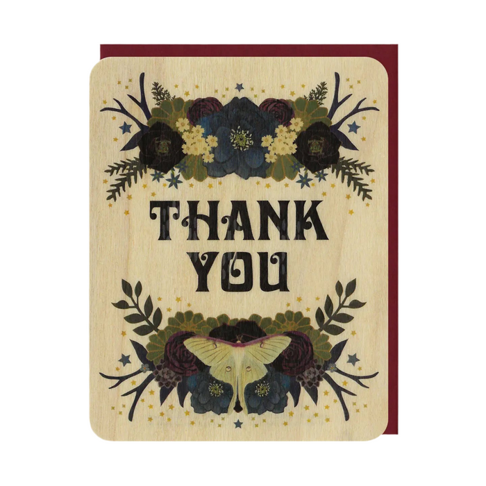 Luna Moth Thank You Wood Greeting Card