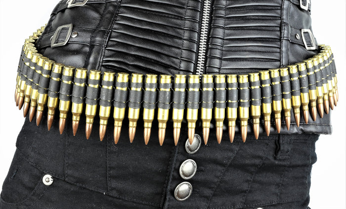 M16 Brass & Copper Bullet Belt – Black Links