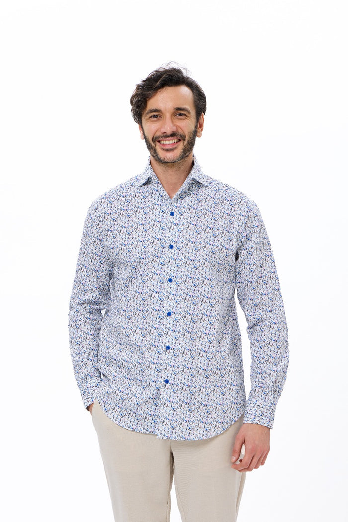 Madre Oxford Geo Print One-Piece Collar Shirt