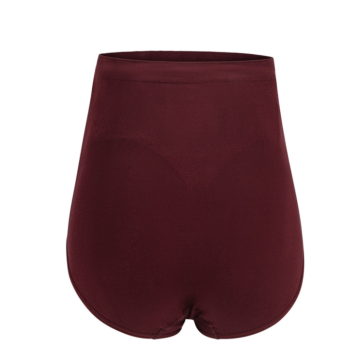 Burgundy maternity briefs with high waist and full-coverage leg openings