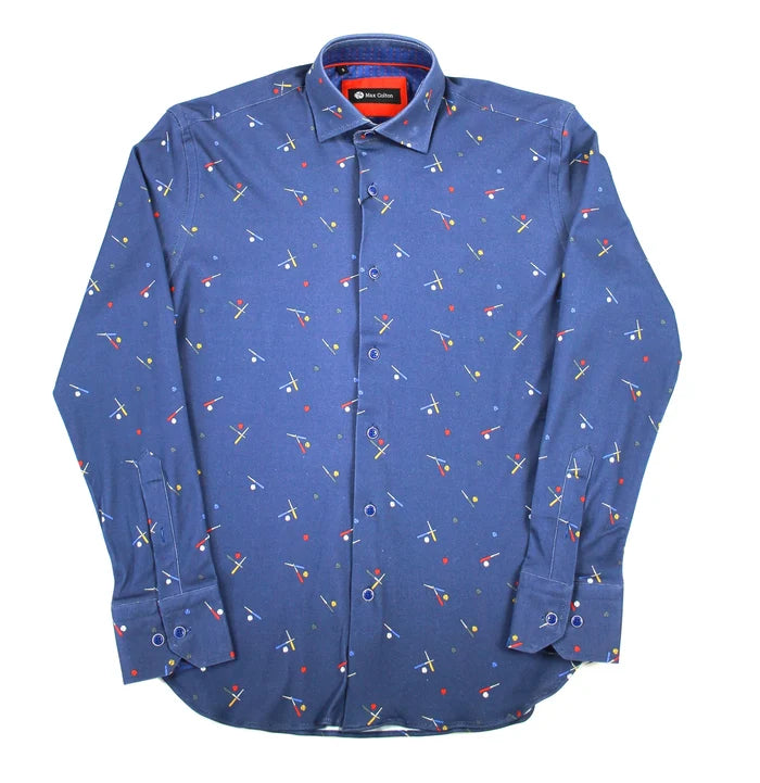 Max Colton Navy with Baseball Bats Long Sleeve Shirt