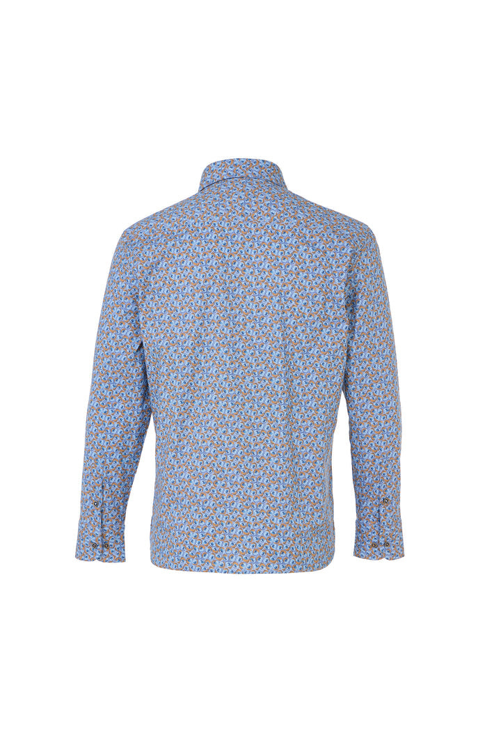 Melange Blue & Rust Floral Button Down Shirt