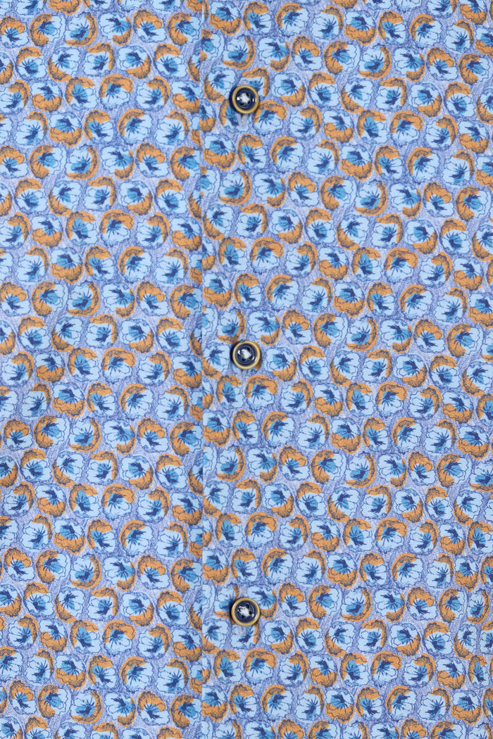 Melange Blue & Rust Floral Button Down Shirt