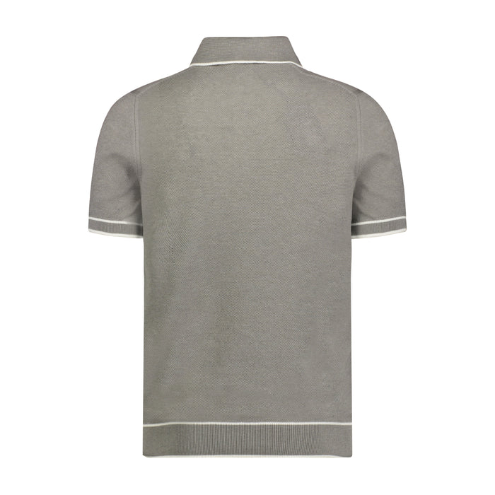 Melange Grey with White Trim Short Sleeve Knit Polo