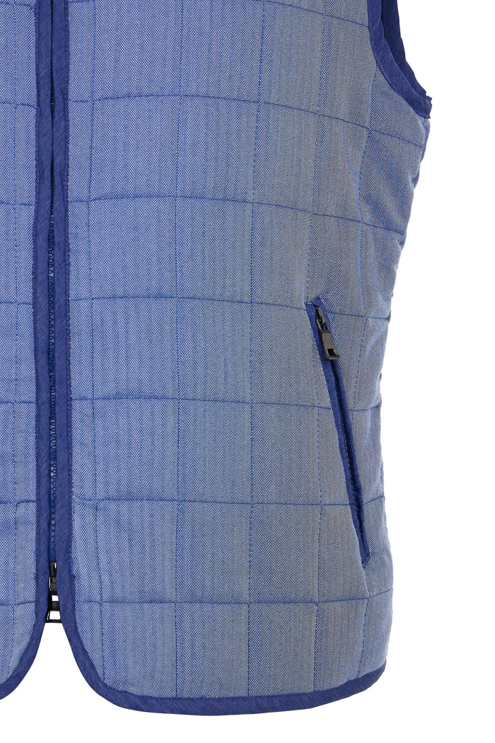Melange Navy Double Zip Quilted Performance Vest