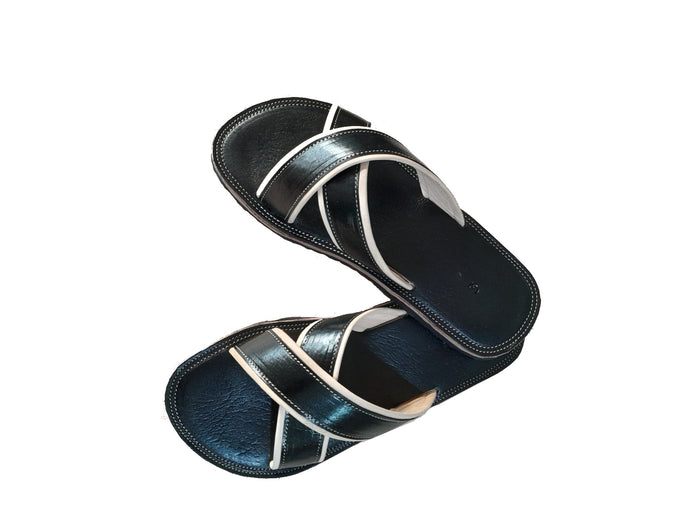 Mens Leather Sandal - Black - Adil