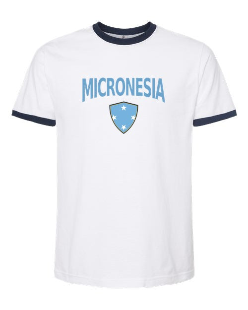 Micronesia Arched Crest Soccer Ringer Tee — NYC Factory
