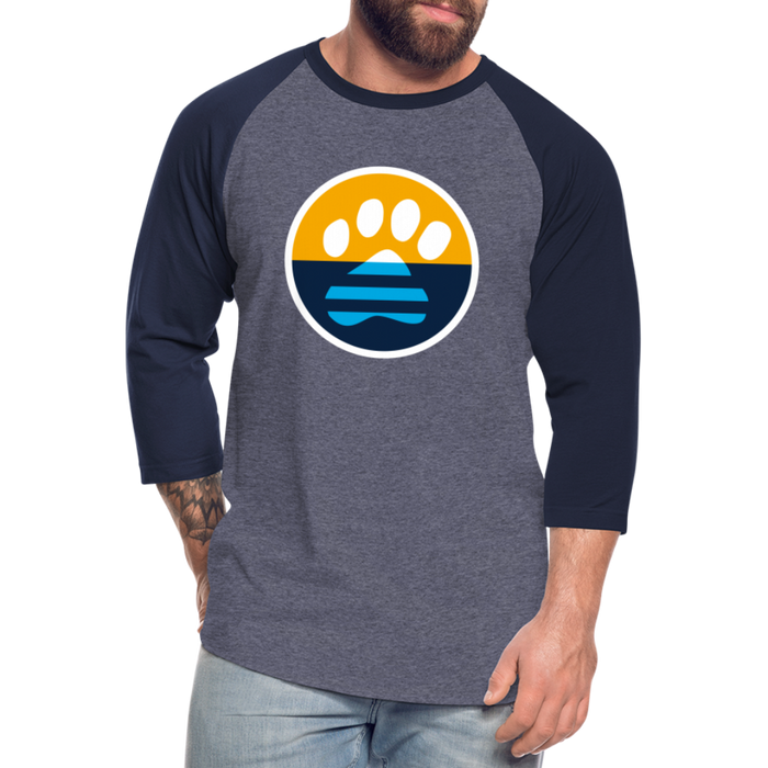 MKE Flag Paw Baseball T-Shirt - heather blue/navy