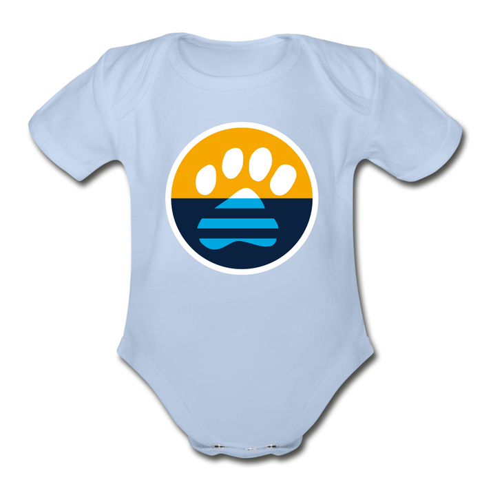 MKE Flag Paw Organic Short Sleeve Baby Bodysuit - sky