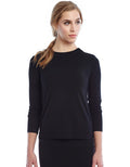 Black modal long-sleeve maternity shell top with crew neck