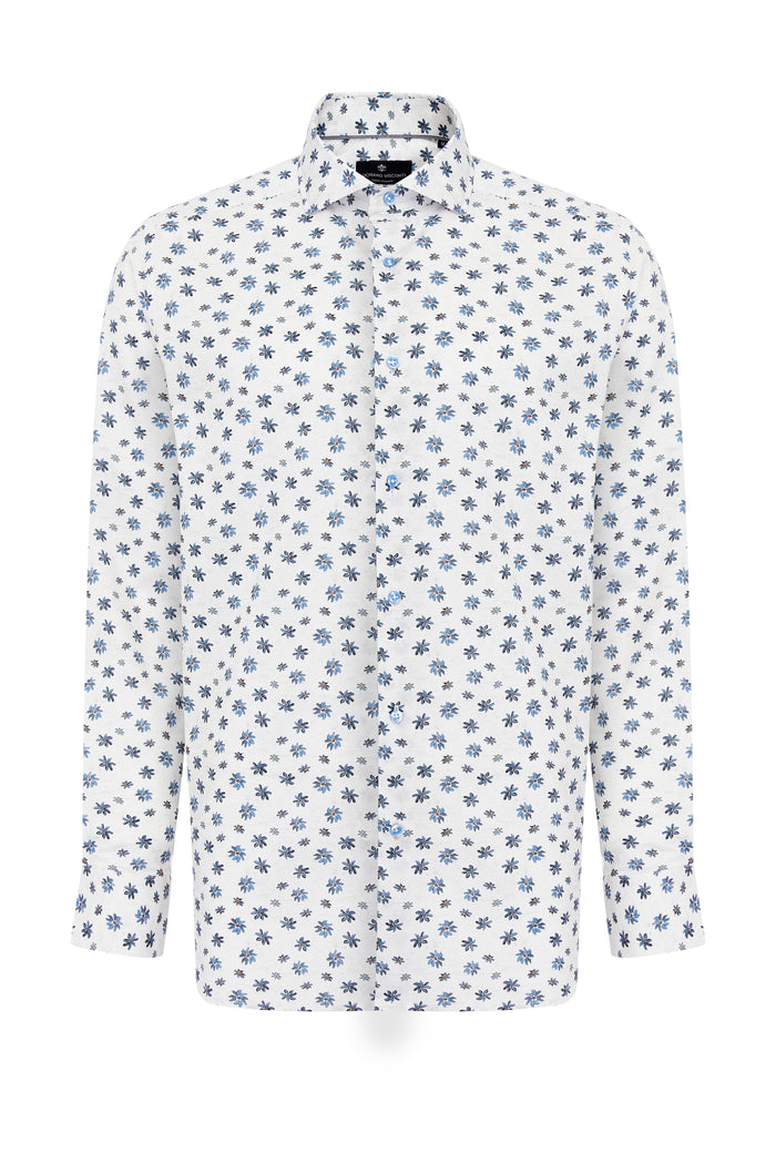 Morning Blue Flowers Print Shirt