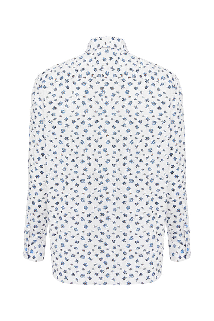 Morning Blue Flowers Print Shirt