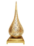Moroccan Brass Table Lamp in Drop Format - Peafowl