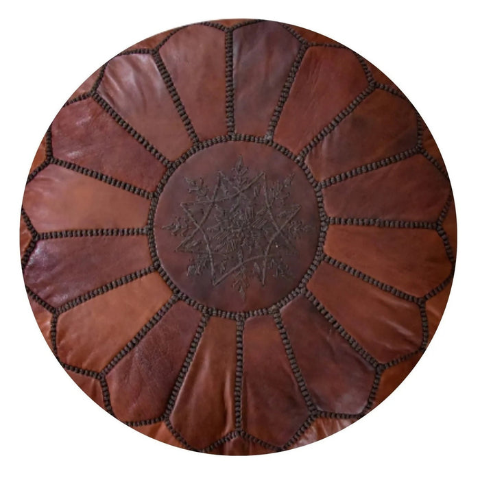 Moroccan Ottoman - Leather - Cinnamon Brown