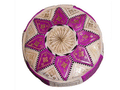 Moroccan Leather Ottoman / Stormia - Fuchsia