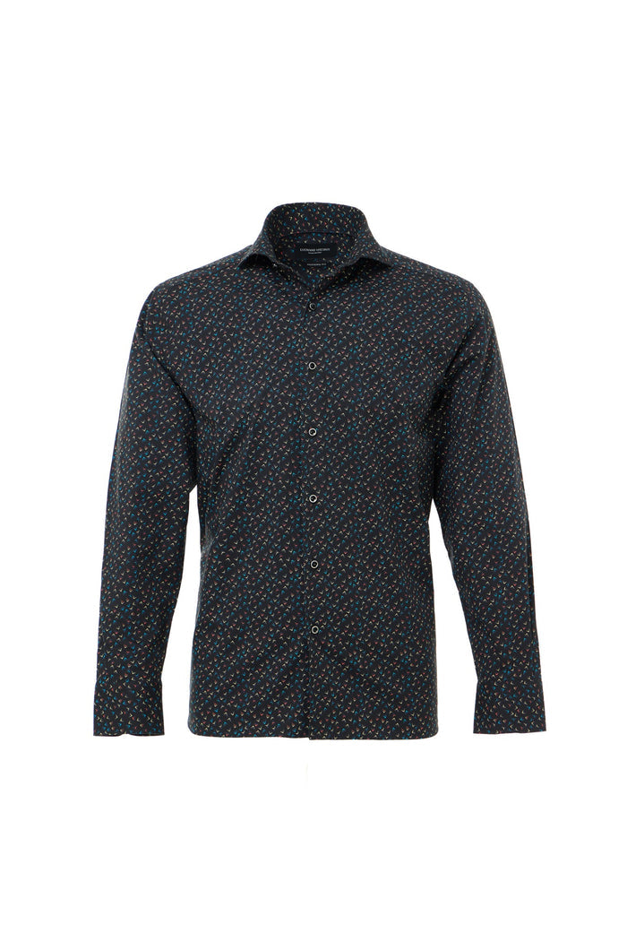 Multi Abstract Arrows Print Button Down Shirt